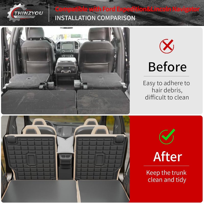 Thinzyou Back Seat Cover Protector Compatible with 2018-2024 Ford Expedition Lincoln Navigator Kick Mats Behind 2nd Row 2023 Expedition 7 Seats Accessories (2nd Row Backrest Mats) - Image 2